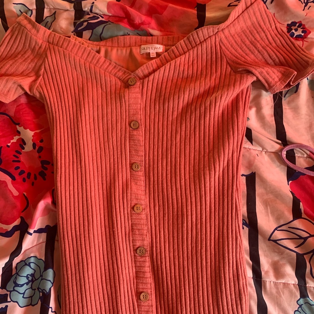 Pink off the shoulder midi dress